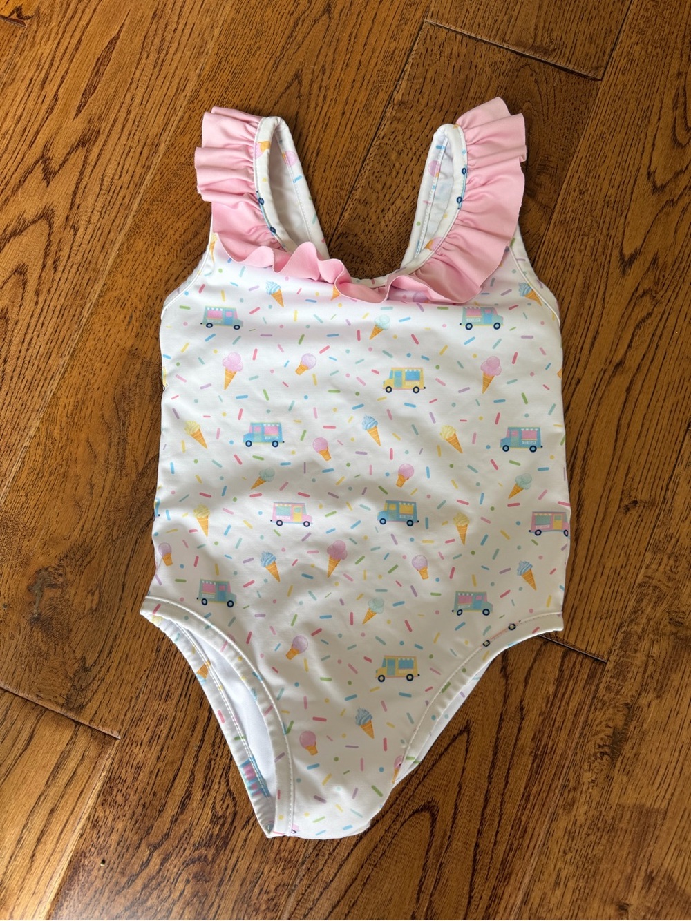 3T Lullaby Set Pink White Sarah Sleeveless Ice Cream Bathing Suit perfect condit